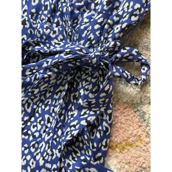 FREE PEOPLE Gorgeous Jess Wrap Maxi Dress Size Small Blue Black Leopard Print - Image 5