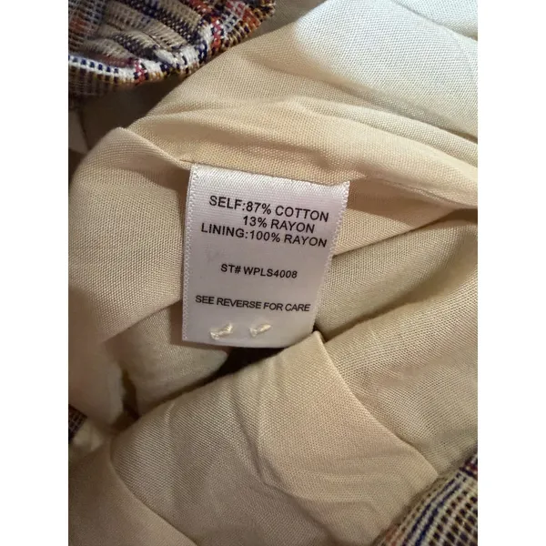 Lost + Wander Women Plaid High Waisted Trousers Tan Blue Multi Size M WPLS4008 - Image 7