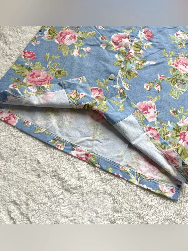 Garnet Hill Organic Cotton Heritage Flannel Pajama Top Shirt S Blue Floral NWOT - Image 10