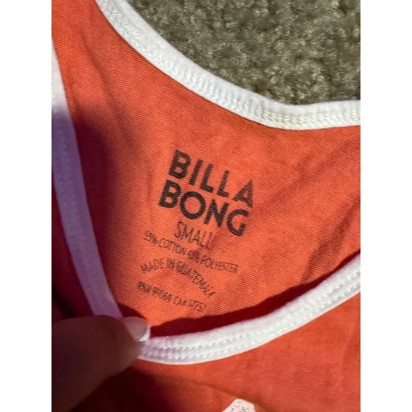 Billabong Womens Shell Yeah Graphic Tank Top‎ Coral Pink Orange Ringer Small - Image 3