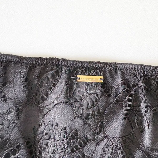 NWT Victoria's Secret Womens Black Floral Lace Side Tie Teeny Bikini Bottom S - Image 5