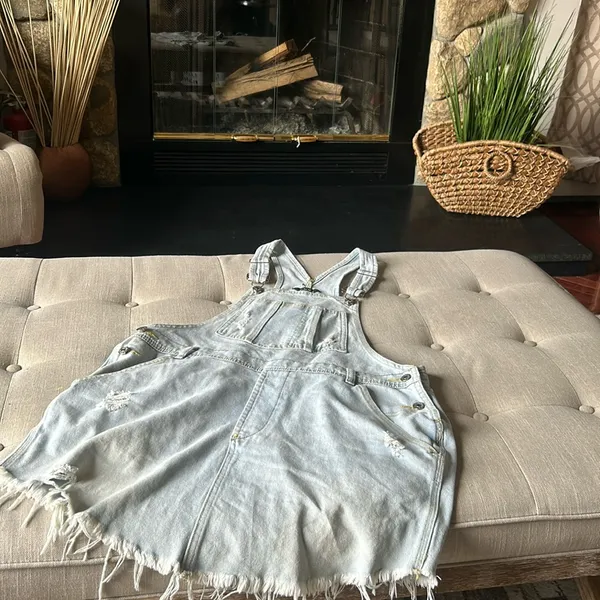 J.NNA‎ Denim Overall Mini Dress Size Small - Image 2