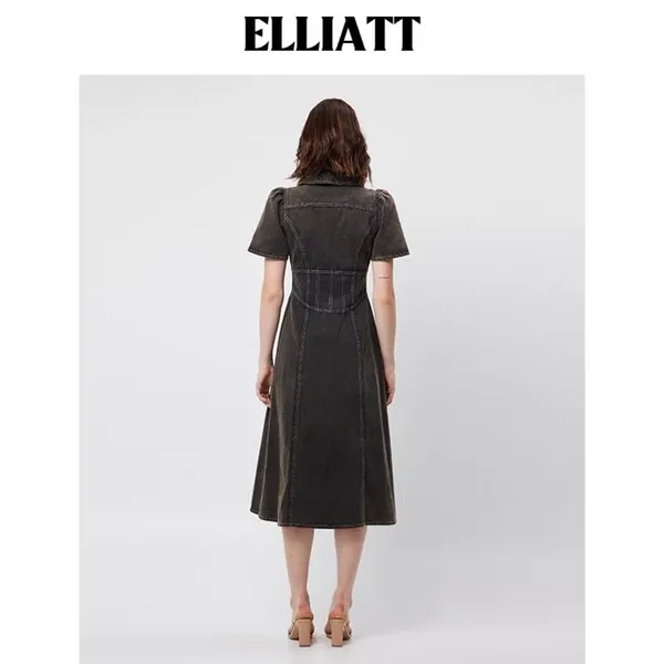 ELLIATT Matisse Denim Short Sleeve Midi Dress Black Size S NWT - Image 8