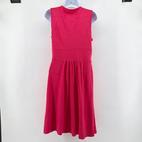 Toad&Co Palmira Dress Small Hot Pink Organic Cotton Surplice Travel Pocket Mini - Image 4