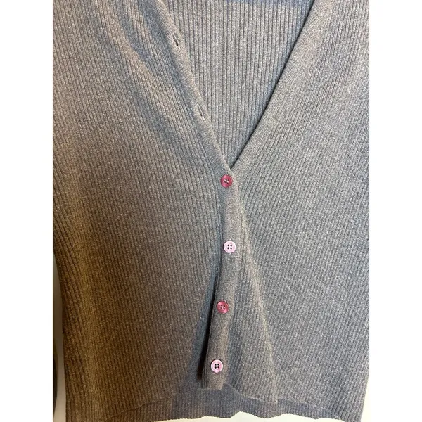 J. Crew Ribbed Stretch Asymmetrical Grey Sweater Large Cardigan - Image 2
