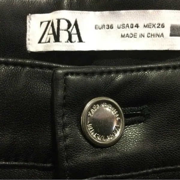 Zara‎ Elegant Black Straight Leg Faux Leather pants size 4 Womens - Image 8