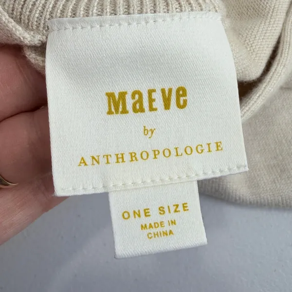 Maeve by Anthropologie‎ Oatmeal Beige Open Tie Back Knit Sweater Vest One Size - Image 3