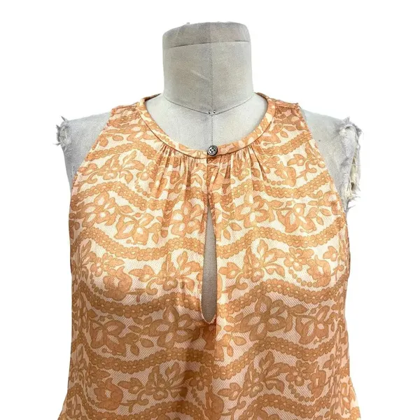 Current Air Los‎ Angeles The Wyland Dress Smocked Mini Orange Floral Size Small - Image 4