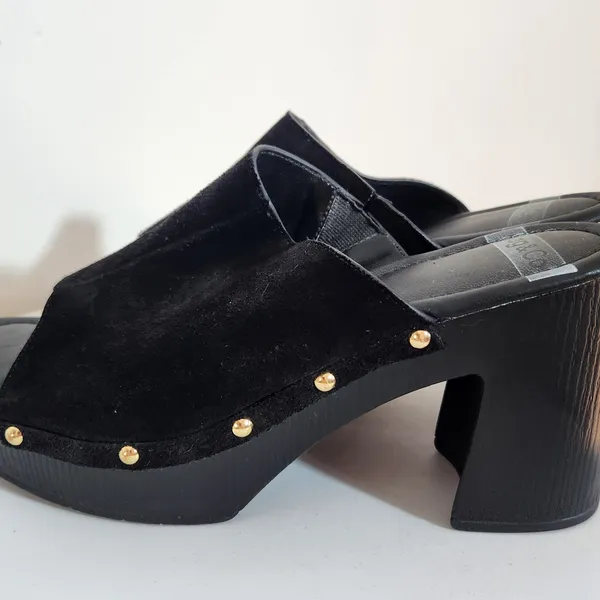 Rag & Co. Black Faux Suede Platform Mules Size 9.5 - Image 2