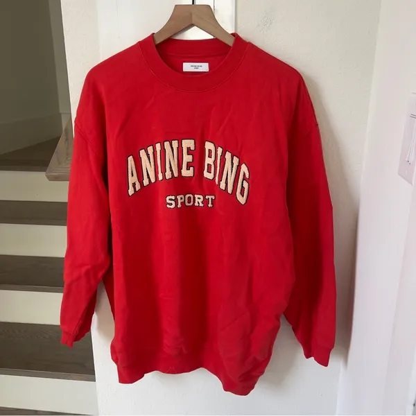 Anine Bing Sport Tyler Oversized Sweatshirt - Red - NWT - Image 5