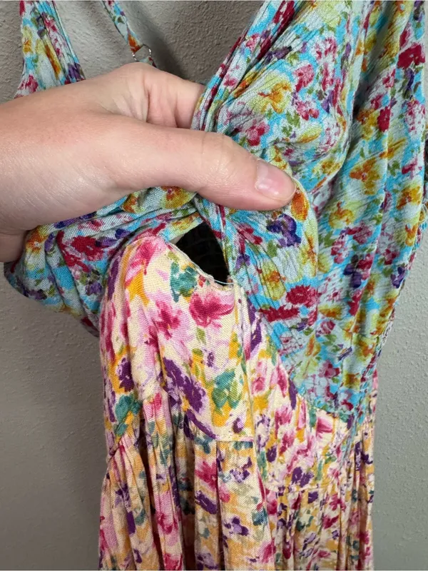 Angie Boho Floral Spaghetti-Strap Maxi Dress in Pastel Multi - Image 5