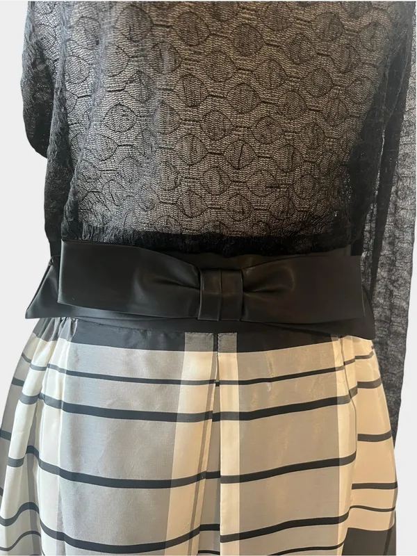 Vintage Betty Lane Original Black White Plaid Lace Bow Maxi Dress Union Made - Image 5