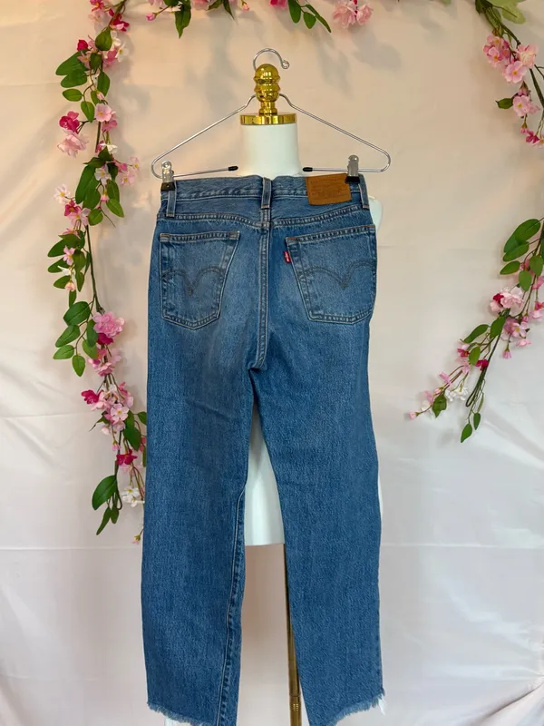 Levi's Blue Distressed Ankle Crop Jeans - Image 2