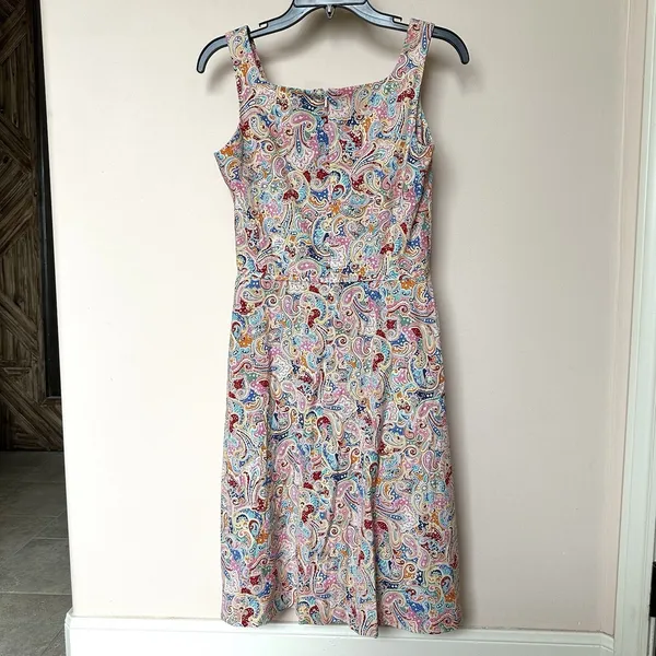 Harold's Dress 4 Sleeveless Shift Midi Paisley Summer Whimsy Pastels Twee Retro - Image 3