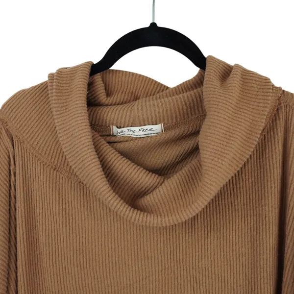 We The Free Womens Ribbed Brown Cowl Neck Long Sleeve Sweater‎ Size XL Boho - Image 4
