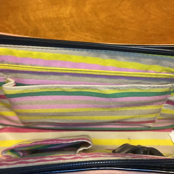 Vintage Kate Spade leather & clothe shoulder purse clutch bag - Image 9
