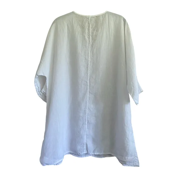 Eileen Fisher White Pull Over Organic Linen Tunic Top Size Medium - Image 6