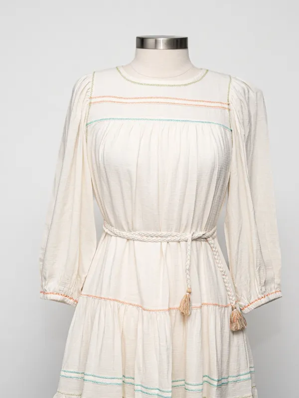 Current Air  - Tiered Mini Dress with Braided Belt - Image 8