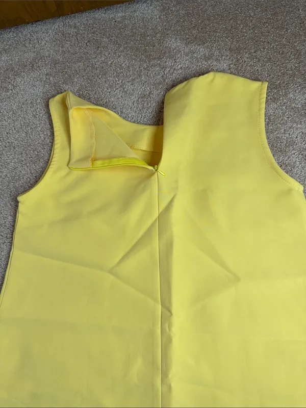 Van Gils Lemon Yellow Retro Sleeveless Babydoll Above Knee Dress. Size M - Image 7