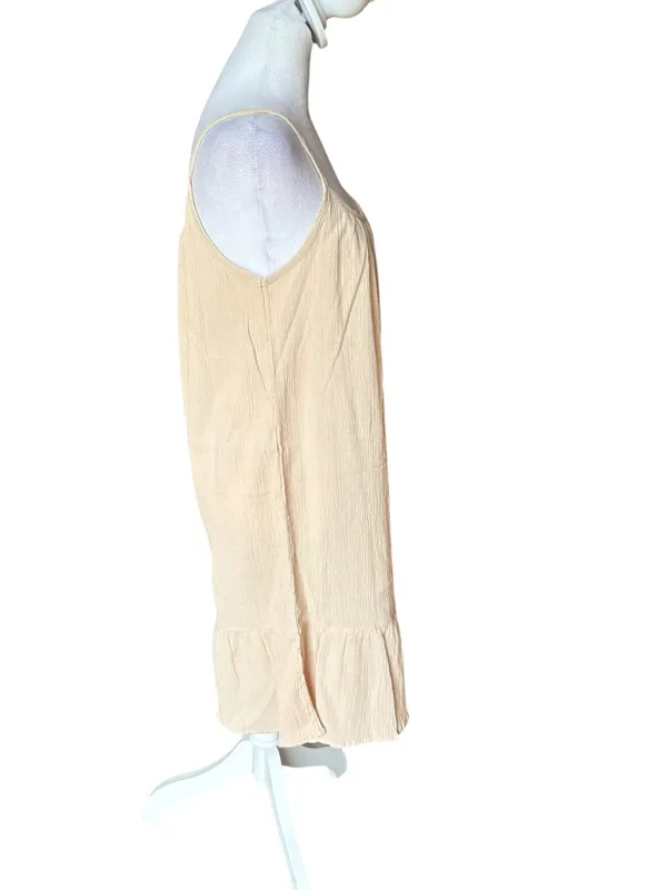 Loungees Cotton Gauzy Mini Tank Dress Beige Womens Size Medium NEW - Image 3