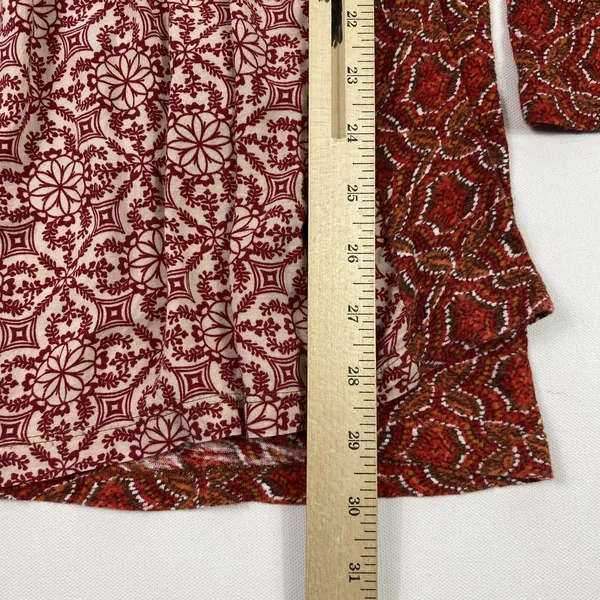 Akemi + Kin Dress Womens Small Red Boho Long Sleeve‎ Tassel Print Peasant Tie - Image 6