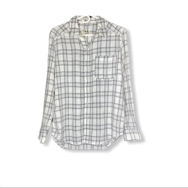 TNA Plaid Cotton‎ Shirt White Size XS - Image 9