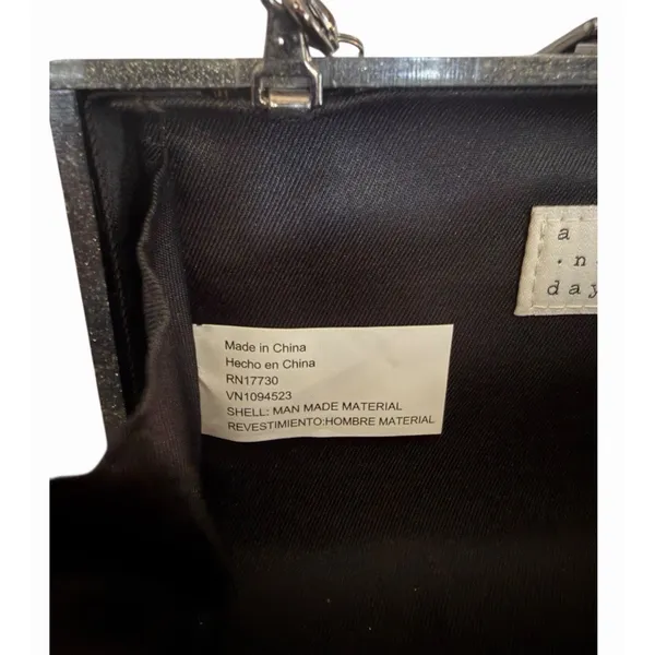 A New Day Black Pearl White Confetti Acrylic Box Clutch Chain Bag - Image 12