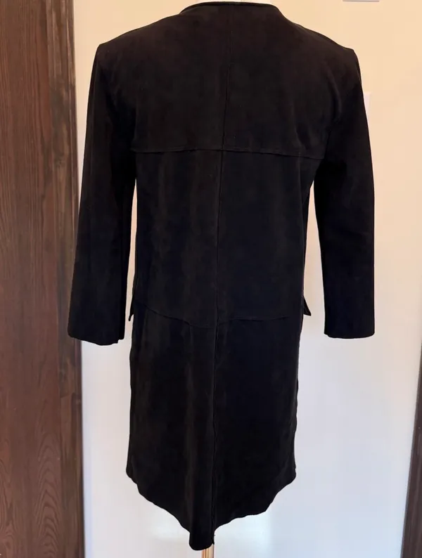 H&M black suede long open front coat - Image 5