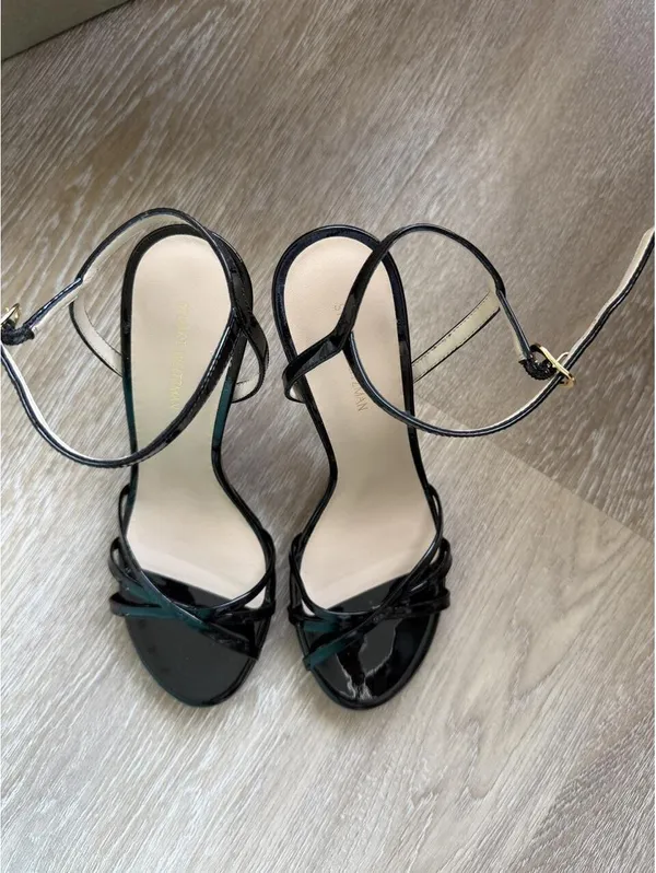Stuart Weitzman black patent leather strappy heels - Image 3
