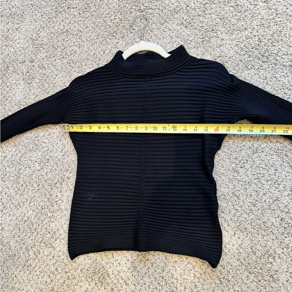 Exhibit A Black Silk Blend Ribbed Mock Neck Long Sleeve Top Medium Minimalist - Image 8