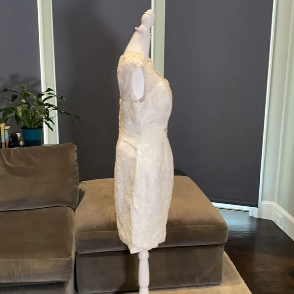 Women’s Ivory Dress & Matching Chiffon Jacket with beautiful detail Size L**READ - Image 9