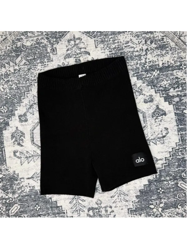 Alo Yoga Scholar Knit High-Waist Cotton Blend Short - Size XS - Image 4