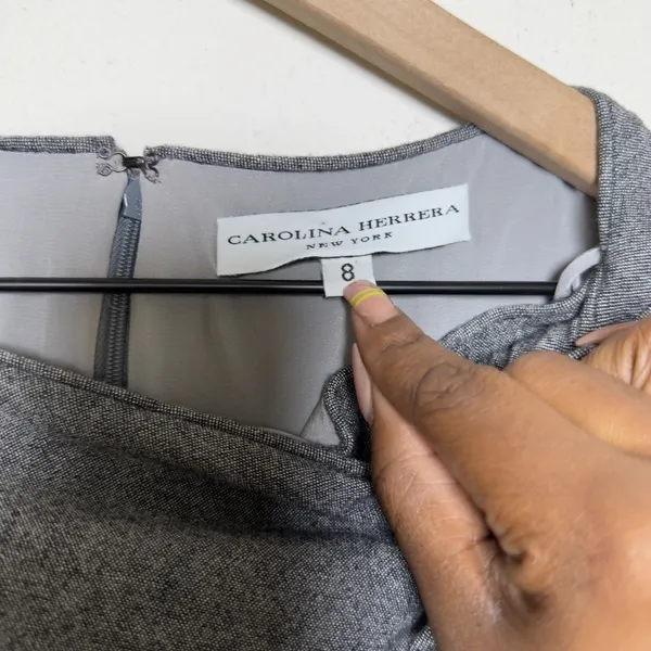 Carolina Herrera Women Virgin‎ Wool Silk Dress 8 Grey Bow Front Sheath Midi - Image 5