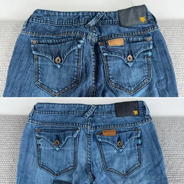 Set/2 MEK Denim Keros Skinny Super Bell Low Rise Flare Jeans Patchwork Dk Rinse - Image 8