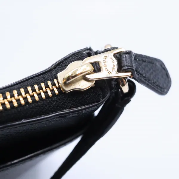 Coach Crossbody Bag Womens Small Black Crossgrain Leather Gold Hardware Zip Top - Image 9