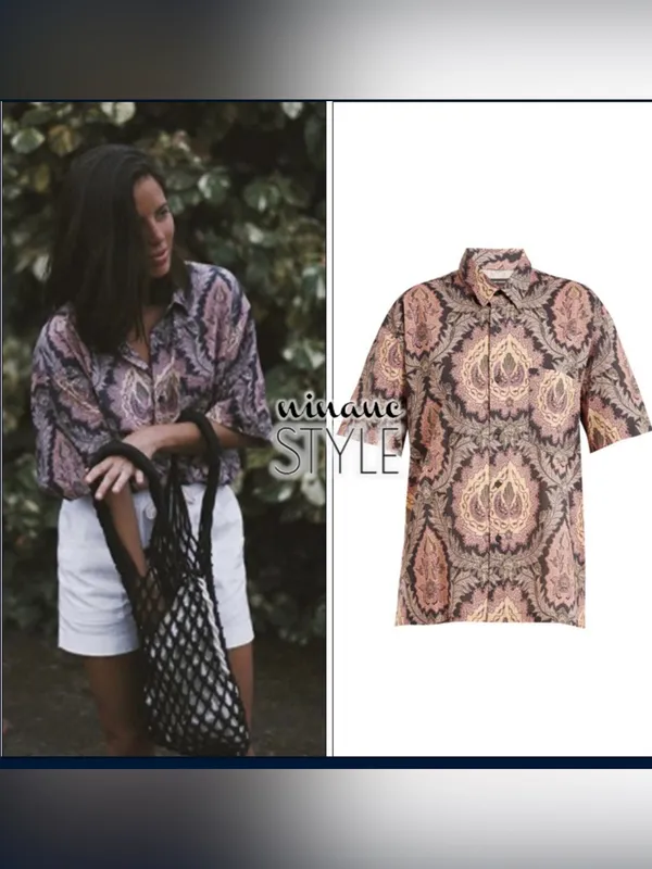 Isabel Marant Iggy Print Button Up Shirt Retro Print Womens Size S - Image 2