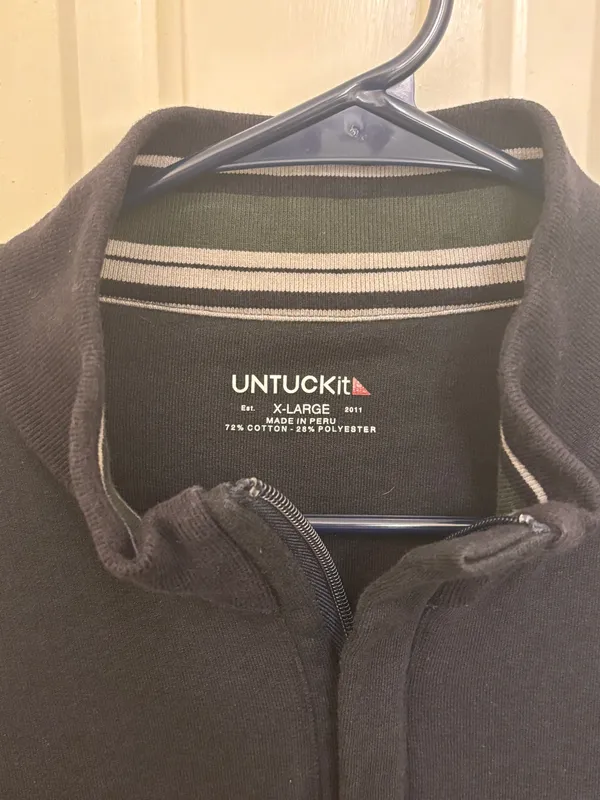 Untuckit Navy Blue Performance Business Casual Pullover Quarter Zip Sweater - Image 2