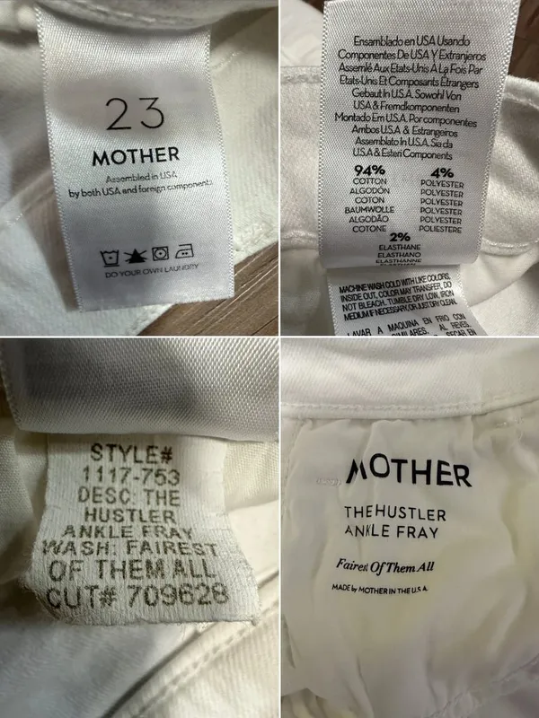 MOTHER Hustler Ankle Fray Jeans 23 Fairest of Them All White $228 - Image 7