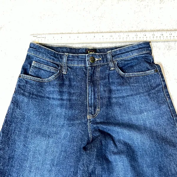 Y2K Lee High Rise‎ Wide Leg Jeans Dark Wash Denim Retro Indigo size 29 Boho - Image 6