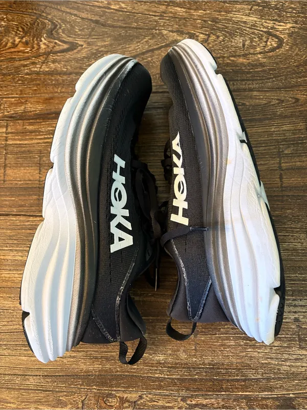 Hoka Bondi 8 Running Shoes Womens 7D Black White Max Cushion Wide - Image 6