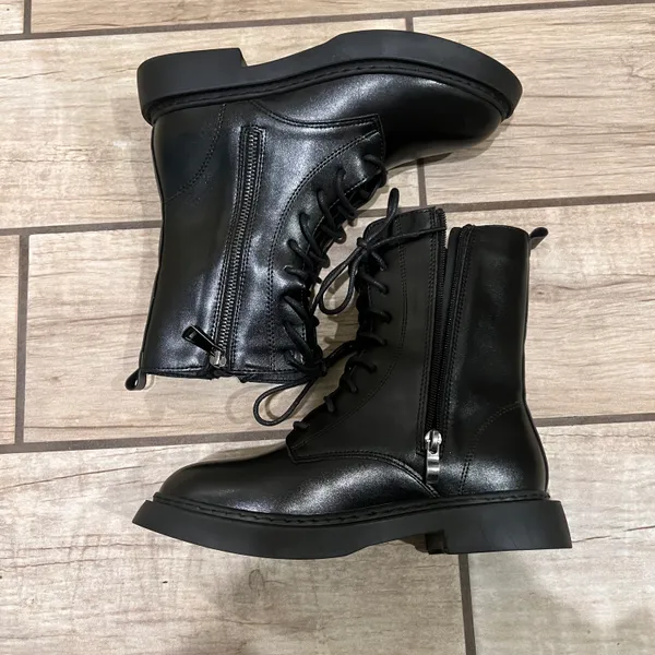 Combat Boots Lace Up Side Zipper Boots Stylish Faux Leather Boots booties pu leather winter shoes - Image 6