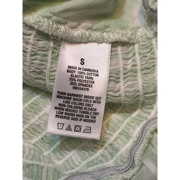 Aéropostale Gingham Puff Sleeve Tie Front Peplum Crop Top Green Size Small NWT - Image 2