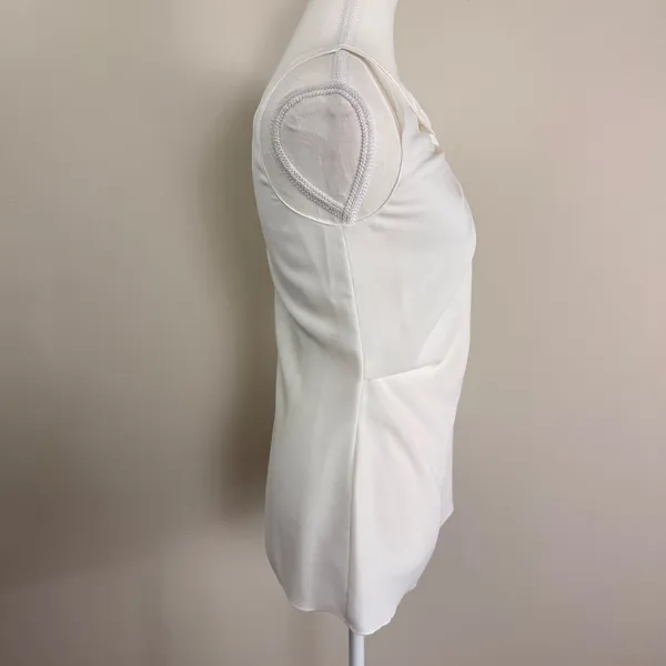 REISS Cream Knotted Shoulder Draped Sleeveless Blouse Top Size US 4 UK 8 EU 36 - Image 2