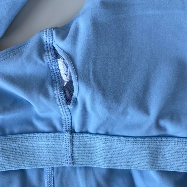 Light Blue Racerback Crop Top Sports Bra in Women's Medium - Image 6