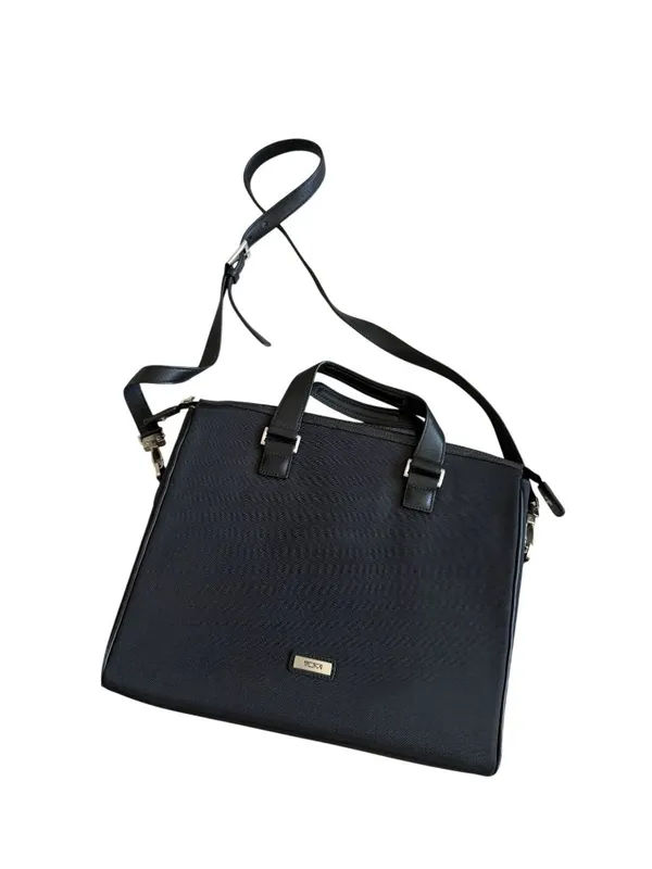 TUMI Black Laptop Computer Crossbody Travel Bag - Image 5