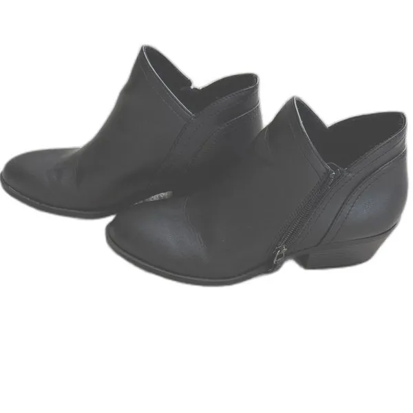 Pacifica Womens Size 8 Black Ankle Booties Block Heel Zip Up Minimalist EUC - Image 3