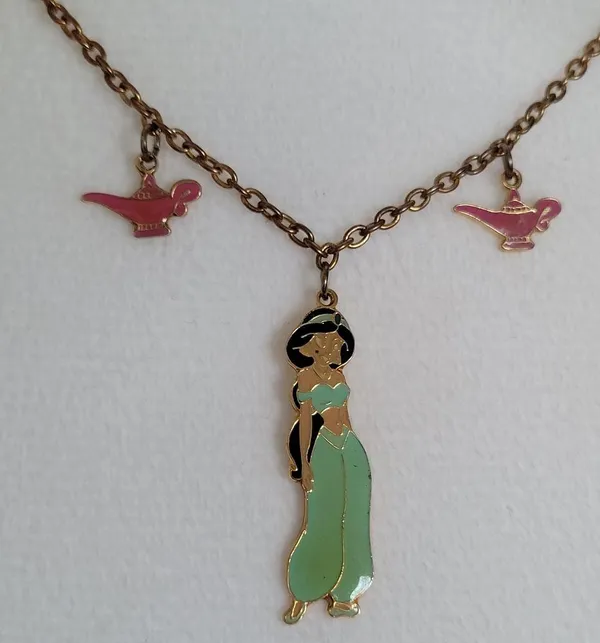 Retro Vintage Disney Princess Jasmine Gold Tone Necklace Choker - Image 2