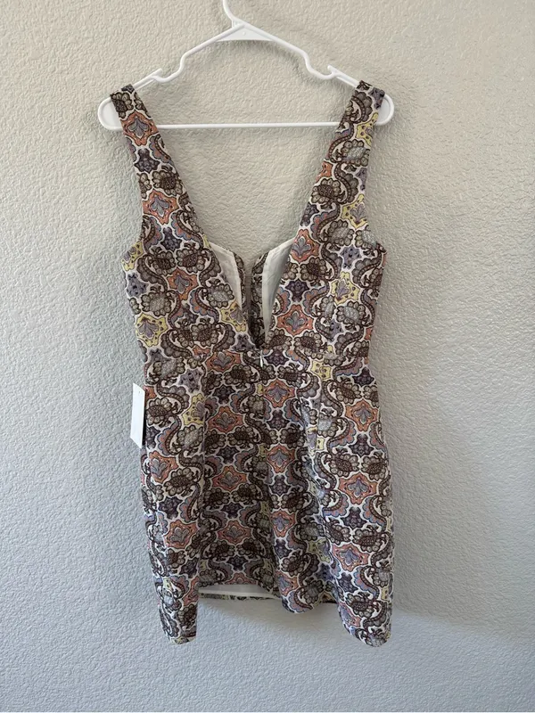 For Love & Lemons Brocade Mini Dress NWT Large Metallic Glam Formal - Image 4