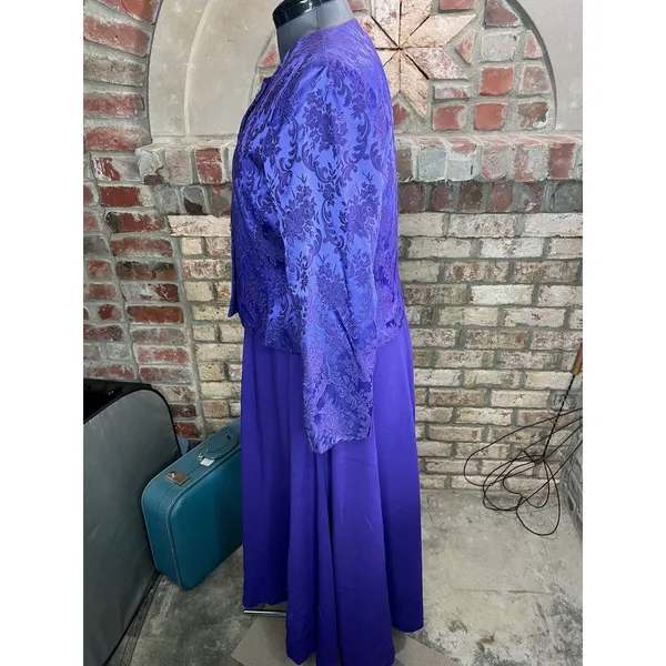 dress blazer formal purple 1970s floral - Image 14