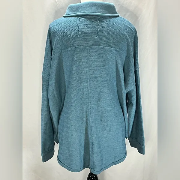 American Eagle Outfitters Herringbone Button Up Popover Pullover Sweatshirt - Image 3